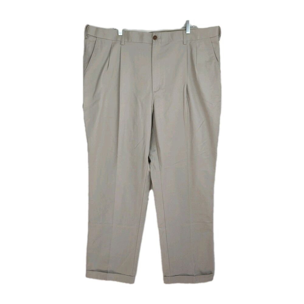Cabela's Khaki Pants‎ Men's 44x32 Khaki Pleated Front Cuffed Leg Slash Pockets